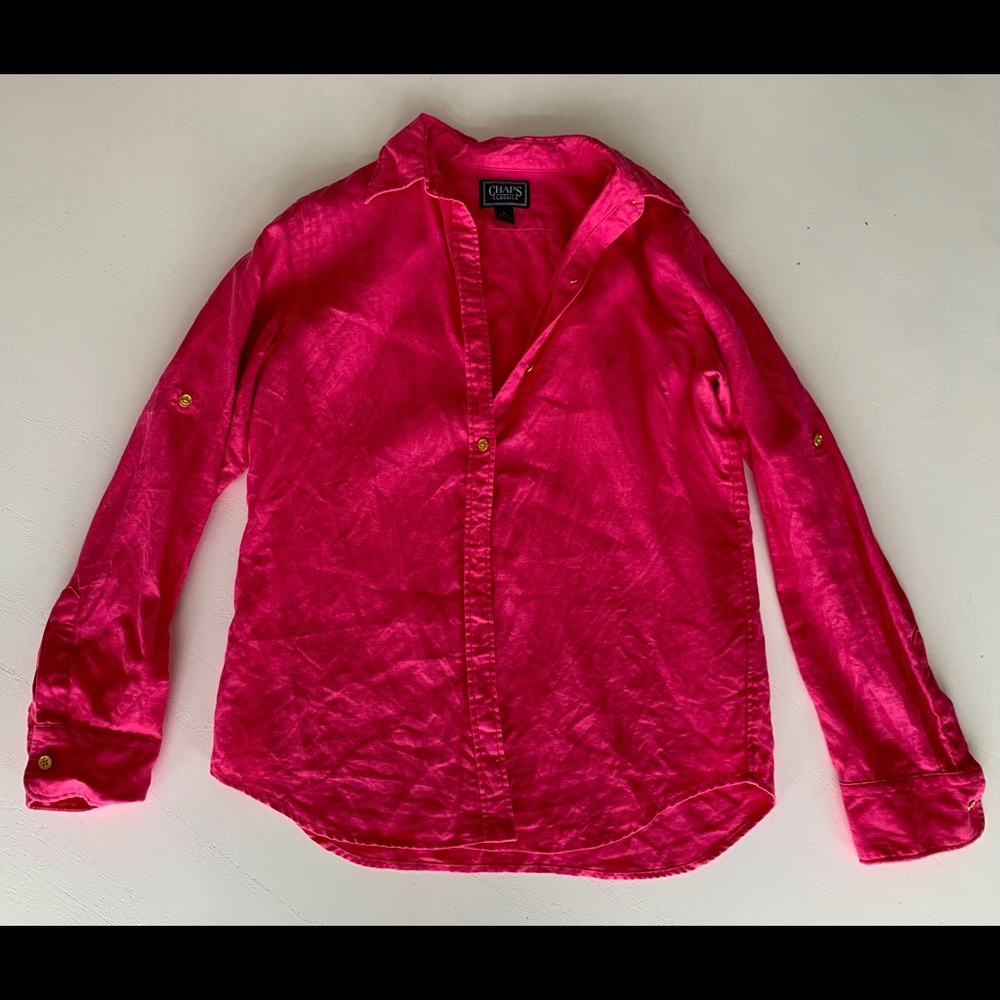 Long sleeve pink button down